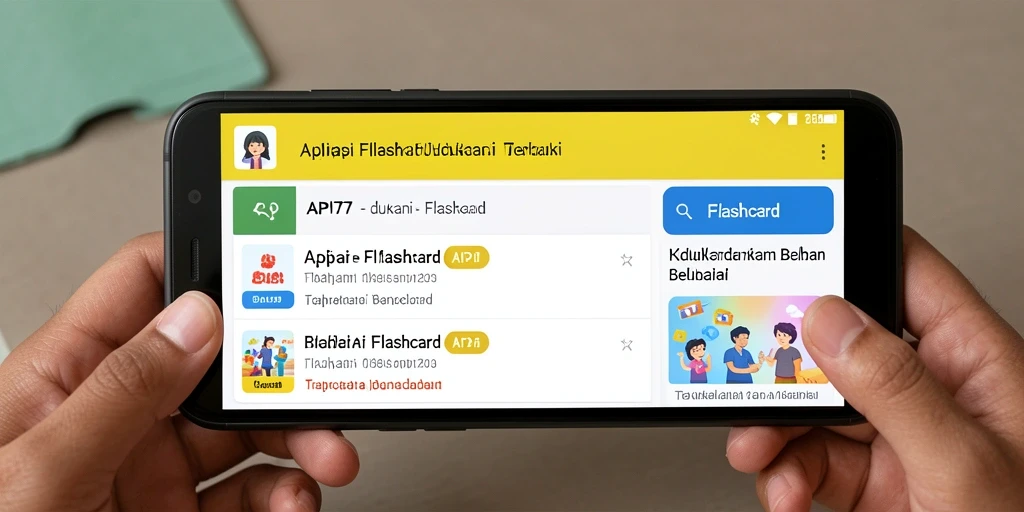 Antarmuka aplikasi Flashcard API77 yang interaktif dan menarik.