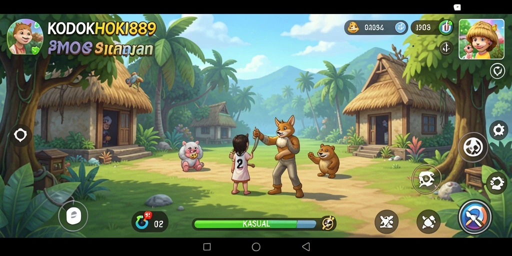 Screenshot menunjukkan karakter lucu dalam gameplay KODOKHOKI889.