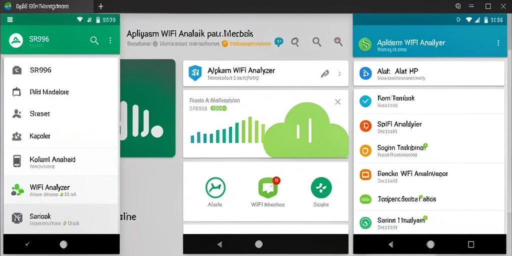 Tampilan antarmuka aplikasi SR996 WiFi Analyzer yang informatif dan mudah digunakan.