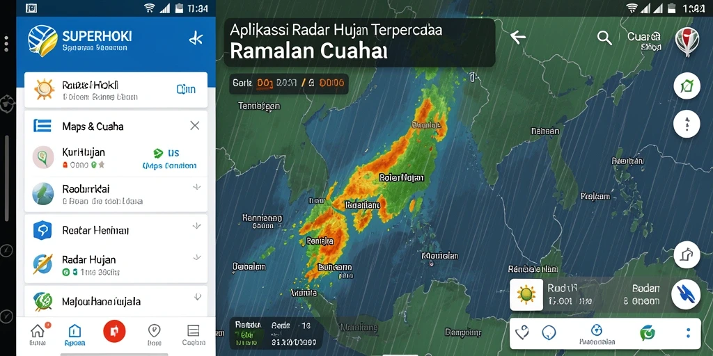 Antarmuka aplikasi SUPERHOKI dengan fitur Radar Hujan yang interaktif.